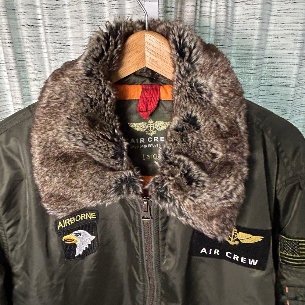 Top Gun Air Crew MJK151031 Pilot Jacket Lt Large Patches 4-Pocket Zip Nylon - Picture 8 of 14